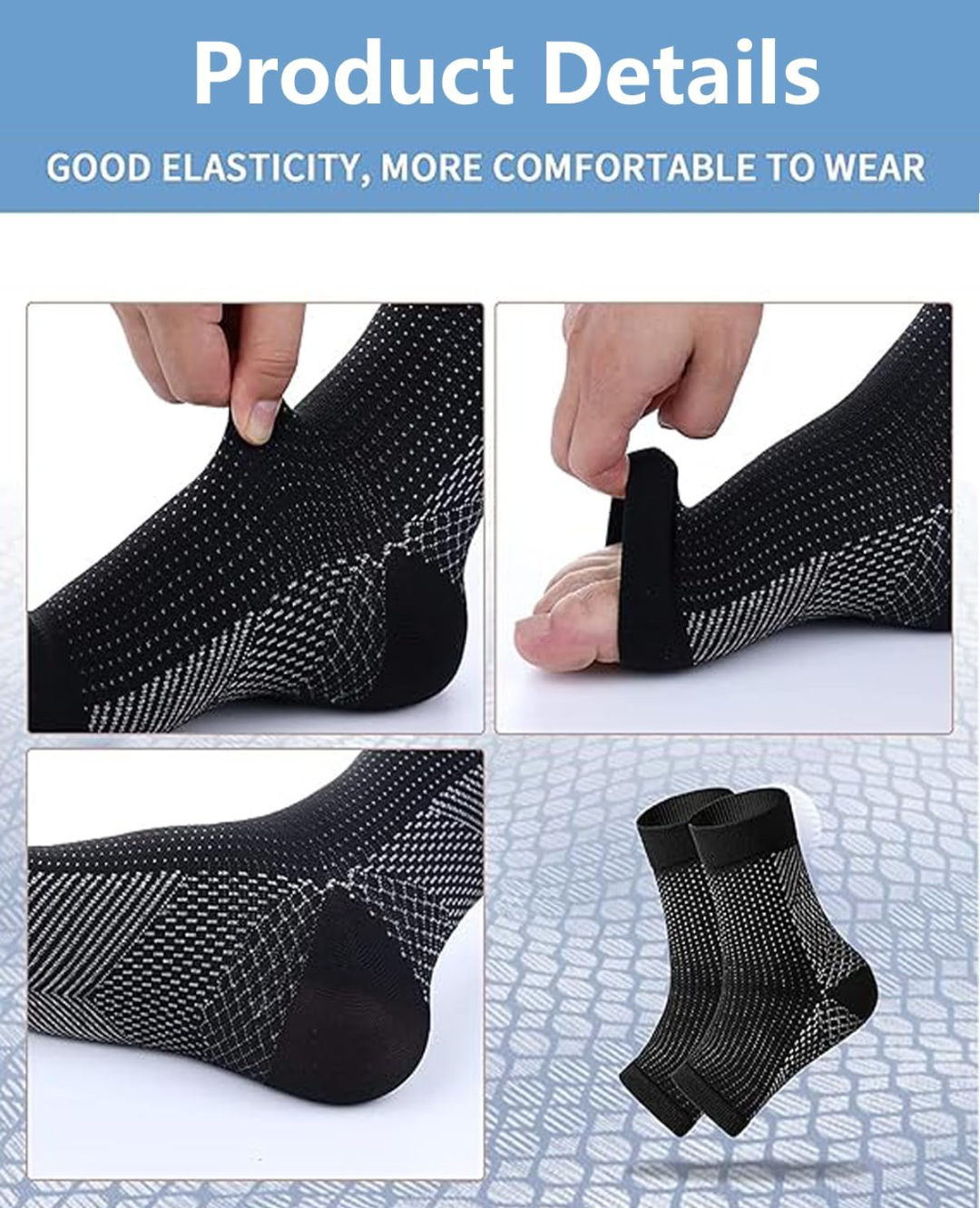 Remore® Orthopedic Neuro Socks for men and women Arch Support Foot and Ankle Swelling Ankle Support White Color