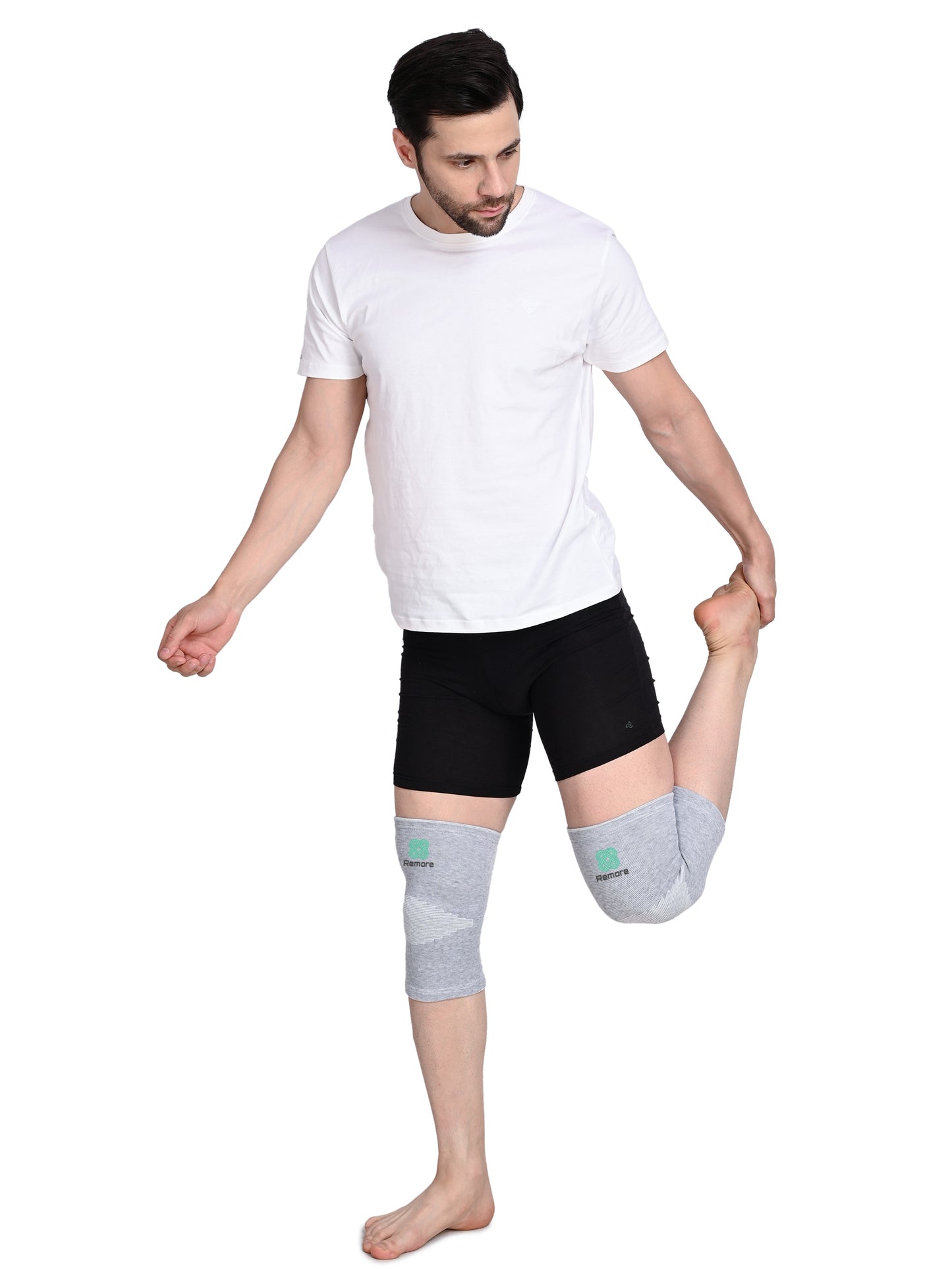 Remore® Bamboo Yarn Knee Brace for Men and Women - Knee Pain, Gym, Running, Basketball, Meniscus Tear, Sports, Joint Pain Relief, Injury Recovery (Pack Of 1 Pair)