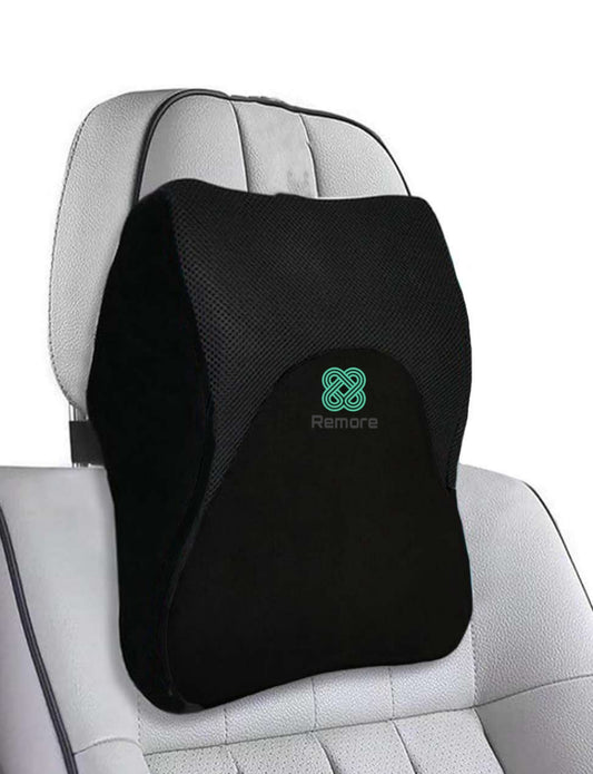 Remore Car Neck Pillow | Memory Foam Neck Pillow for Car, Car Seat Head Rest Cushion for Neck & Cervical Support | Neck Pillow with Breathable Removable Cover (Large, Black, Pack of 1)